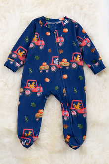  Fall in the farm navy blue printed baby bodysuit. RPB45133014-JEAN