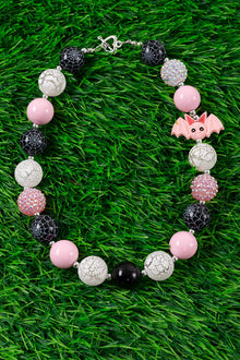 Pink & black bubble necklace with bat side pendant. 3PCS/$15.00 ACG40153029