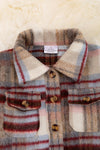 🔶❄️♦️(UNISEX) Tan/maroon plaid shacket. TPG60153020 AMY