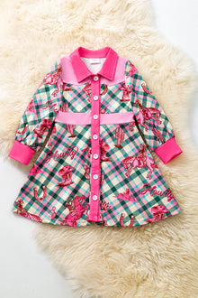  Howdy plaid printed dress.(Western)  DRG53438 AMY