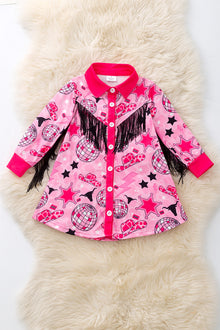  Disco, western printed girls dress with fringe. TPG50990 JEAN