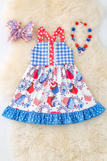  Cup cake gingham printed girls dress. DRG50992 AMY