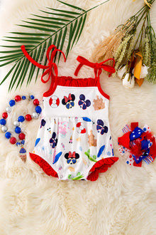  Red accent character printed baby romper. RPG40438 AMY
