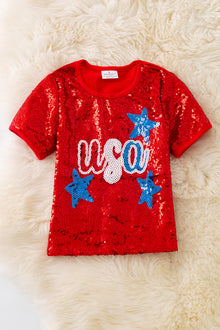  (GIRLS) Vibrant red patriotic girls tee-shirt. TPG50270 JEAN
