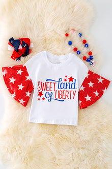  "Sweet Land of Liberty" white top w/bell sleeves. TPG40483 SOL
