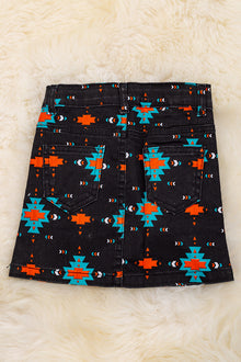  Black Aztec denim skirt. DRG15154016 SOL