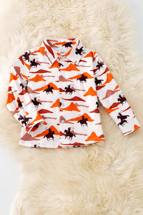 Dessert Cowboy button up shirt with collar. TPB50364 AMY