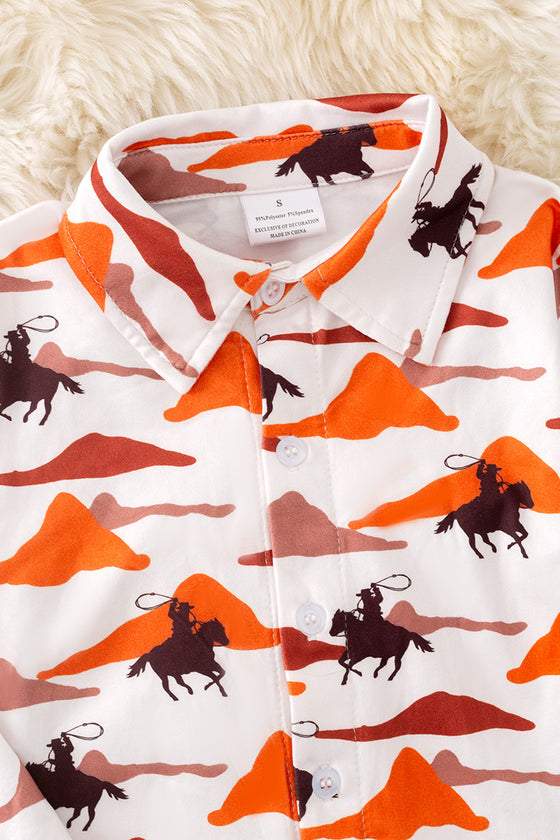 Dessert Cowboy button up shirt with collar. TPB50364 AMY