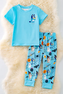  🍁PJB40023 JEAN: Halloween character printed boys pajama set.