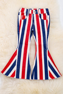  Navy blue, red & white stripe bootcut denim pants. PNG40002 AMY