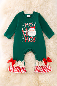  Ho Ho Ho" green girls Christmas romper. RPG51890 SOL