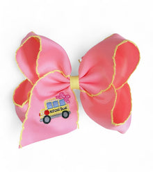  Back to school embroidery and moon stitch hair bows. 4PCS/$12.00