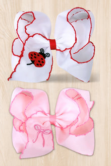  5" X 4" Embroidered hair bows with moon stitch. 4PCS/$12.00
