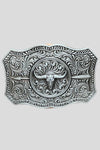 DEMASK STENCIL PRINT ON RED TONE BELT WITH LONGHORN ARROWN BUCKLE. BELT-2021