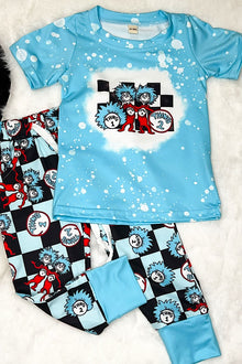  Thing one & Two" boys checker printed pajamas set. BSPO110113-Amy