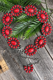  Red marble pattern concho belt . (32"LONG) ACG65153020 S