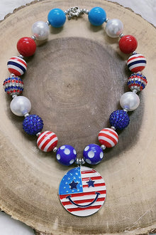  Patriotic multi-color bubble necklace with emoji pendant. 3PCS/$15.00 ACG-30133007