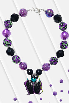  PURPLE & BLACK  BUBBLE NECKLACE WITH VAMPIRE PENDANT. 3PSC/$12.00  21M1019