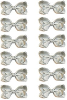  SILVER GRAY 5.5"WIDE HAIR BOWS. 12PCS/$7.50 BW-007-5