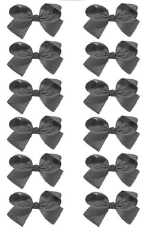  CHARCOAL GRAY 5.5"INCH HAIR BOWS. 12PCS/$7.50 BW-077-5