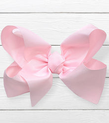 POWDER PINK 7.5" WIDE HAIR BOWS. 12PCS/$18.00 BW-115-P