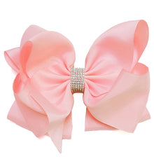  PEARL PINK 6.5" WIDE DOUBLE LAYER HAIR BOW. 5PCS/$10.00  BW-123-S