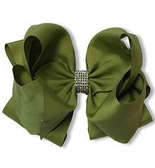  WILLOW DOUBLE LAYER RHINESTONE HAIR BOW 6.5" WIDE 5PCS/$10.00 BW-563-S