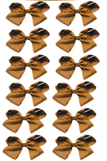  GOLDEN BROWN 5.5"WIDE HAIR BOWS 12PCS/$7.50 BW-846-5