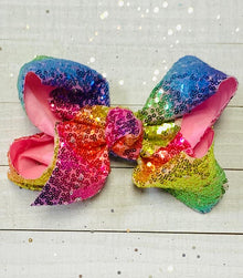  7.5" WIDE TIE DYE  SEQUINS HAIR BOWS. 5PCS/$10.00 BW-2022-SQ