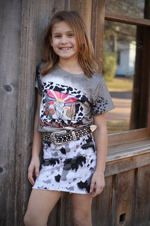  BLACK, WHITE COWHIDE DENIM SKIRT. DRG25153126-AMY