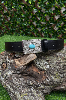  BLACK BELT WITH RECTANGULAR  BUCKLE. 29" LONG. ACG251522100