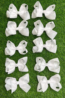  WHITE 5.5" INCH HAIR BOWS 12PCS/$7.50 BW-029-5