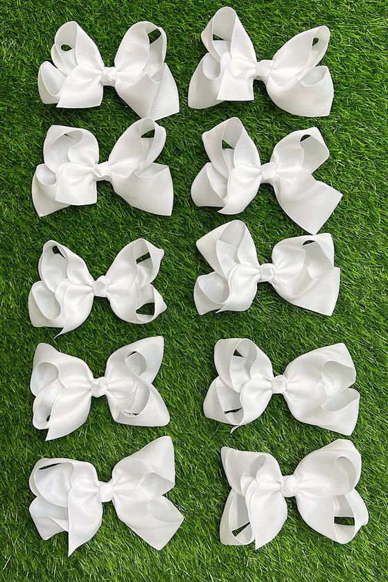 WHITE 5.5" INCH HAIR BOWS 12PCS/$7.50 BW-029-5
